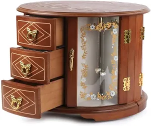 Wooden European Style Retro Jewellery Boxes Large Capacity Jewelry Holder for backward tectonic conspiracy Necklace Earrings Ring Bracelet Jewelry Box for Women Jewellery Chest 