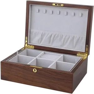 Wooden Jewelry Box Jewelry Boxes congenial append And Storage Boxes(Dark brown) Jewelry Boxes Vintage Storage Boxes Ring Earrings Necklace Bracelet Watch Storage Box 
