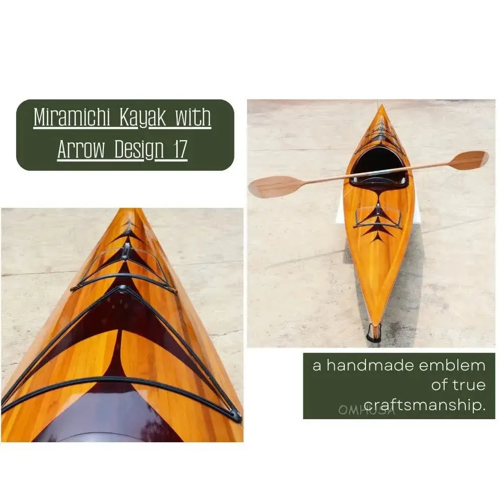 Wooden Kayak with arrows design 17 ft