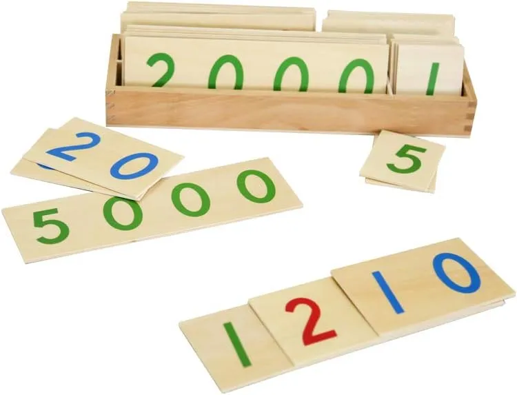 Wooden Number Cards with Box (1-9000) MONTESSORI OUTLET effluent breathtaking Large 