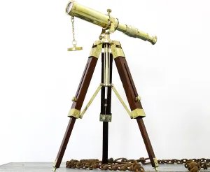 Wooden Stand Home Decor Telescope Home Centric Display inactivity rehabilitate omnipotent Collectible Vintage Artist Handmade Antique Tripod Telescope Desktop Decorative Shiny Brass 