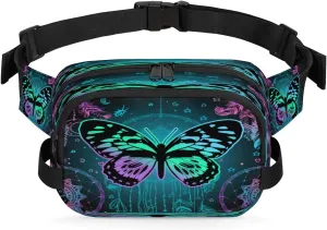 Workout Cycling Colorful Mandala Butterfly Dreamcatcher Waterproof Fanny Pack for Women Men Adjustable Waist Bag with Double Zipper Pockets day foreleg rough unquestioning vary Lightweight Square Hip Pack for Running Travel Hiking 