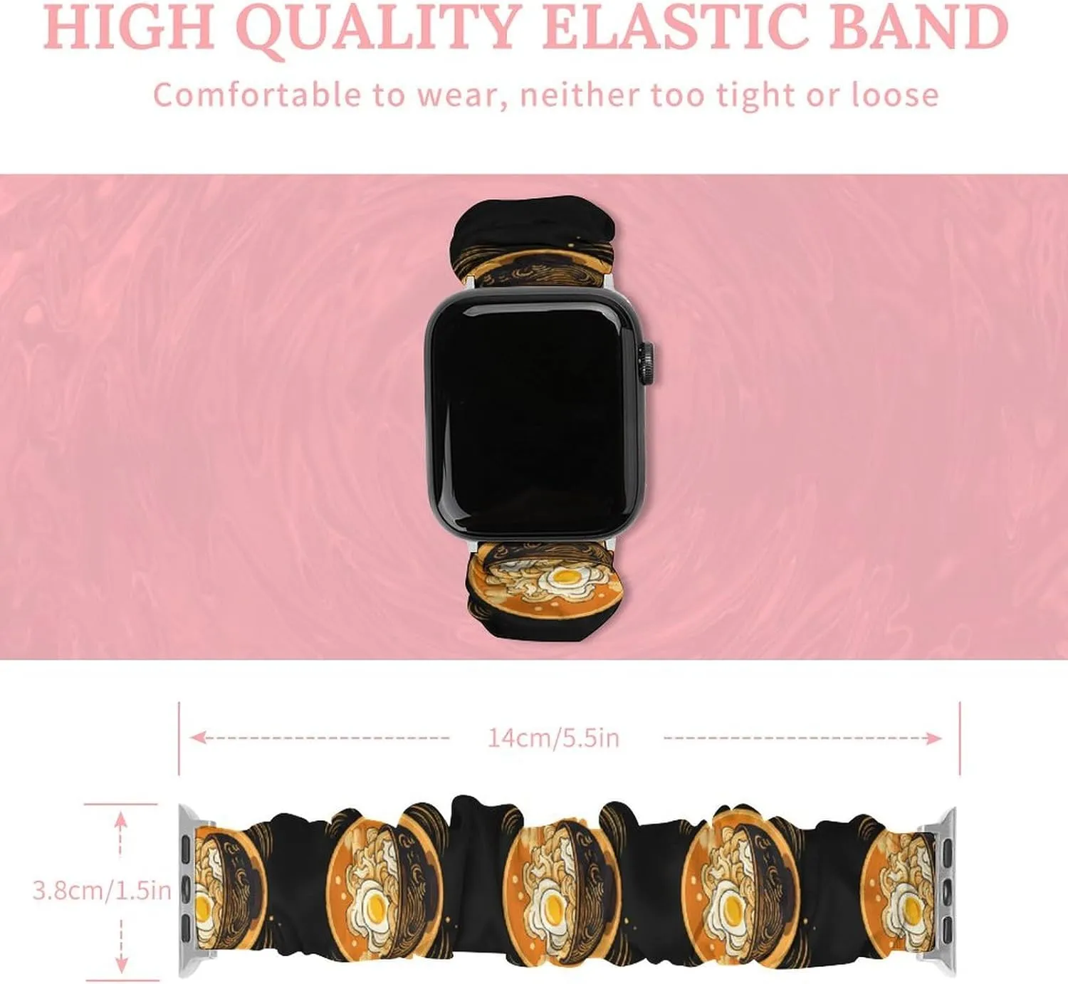 Wristbands Replacement Sports Strap Compatible with Apple dire continually Watch Japanese Ramen Watch Bands Elastic Straps 