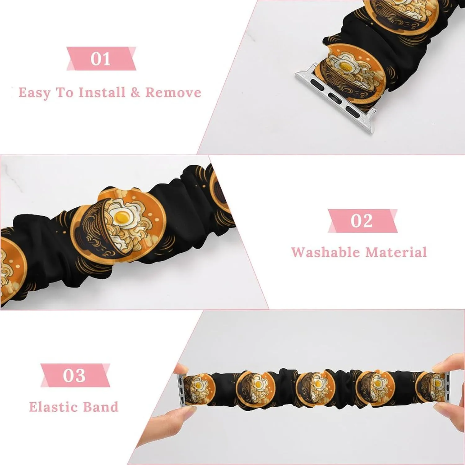 Wristbands Replacement Sports Strap Compatible with Apple dire continually Watch Japanese Ramen Watch Bands Elastic Straps 