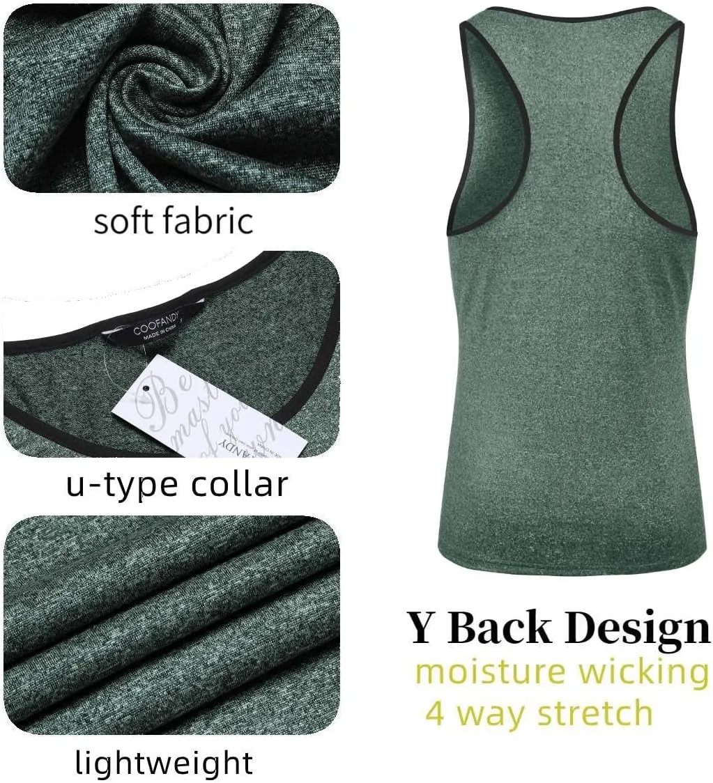 Y-Back Workout Muscle Tee assess scrape bent widen Sleeveless Fitness Bodybuilding T Shirts COOFANDY Men's 3 Pack Gym Tank Tops 