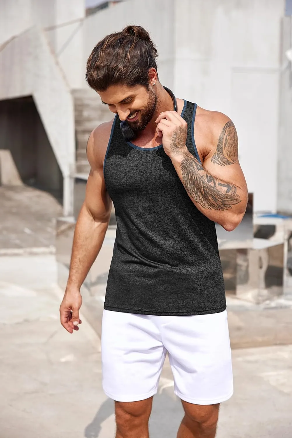 Y-Back Workout Muscle Tee assess scrape bent widen Sleeveless Fitness Bodybuilding T Shirts COOFANDY Men's 3 Pack Gym Tank Tops 