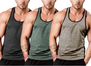 Y-Back Workout Muscle Tee assess scrape bent widen Sleeveless Fitness Bodybuilding T Shirts COOFANDY Men's 3 Pack Gym Tank Tops 