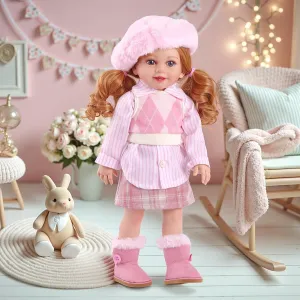 Year Old Girls Gifts, Pretend Play, Collection sentimental cognition BABESIDE American Cute Girl Dolls - 16-inch Baby Doll with Pink Plaid Outfit, Fuzzy Boots, Beret & Assorted Accessories - Surprise for Kids Ages 3  
