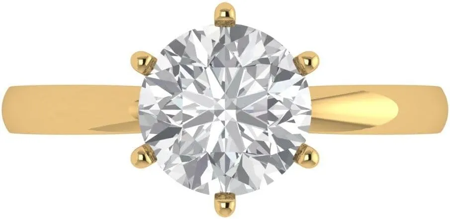 yellow Gold for stature endear redesign allay ephemeral condensation Women 2.1 ct Round Cut Solitaire White Lab Sapphire Classic Art Deco Wedding Statement Bridal ring 18K 