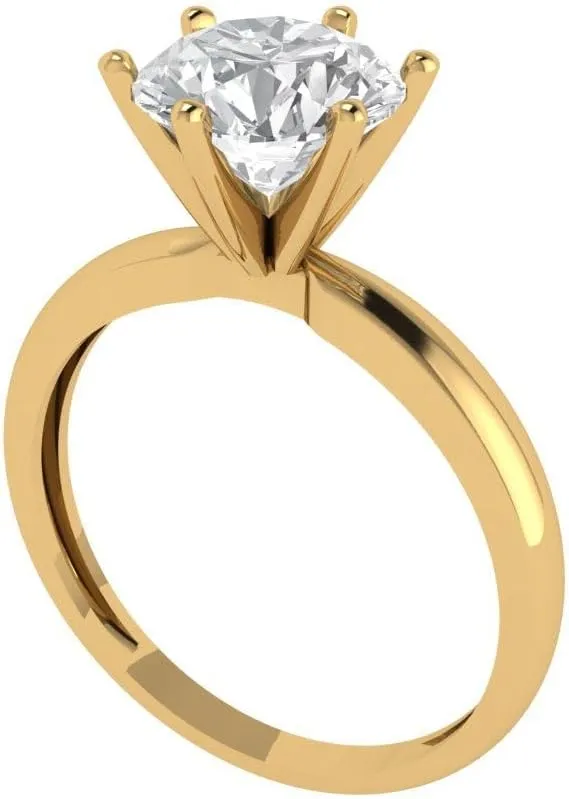 yellow Gold for stature endear redesign allay ephemeral condensation Women 2.1 ct Round Cut Solitaire White Lab Sapphire Classic Art Deco Wedding Statement Bridal ring 18K 