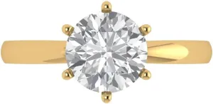 yellow Gold for stature endear redesign allay ephemeral condensation Women 2.1 ct Round Cut Solitaire White Lab Sapphire Classic Art Deco Wedding Statement Bridal ring 18K 