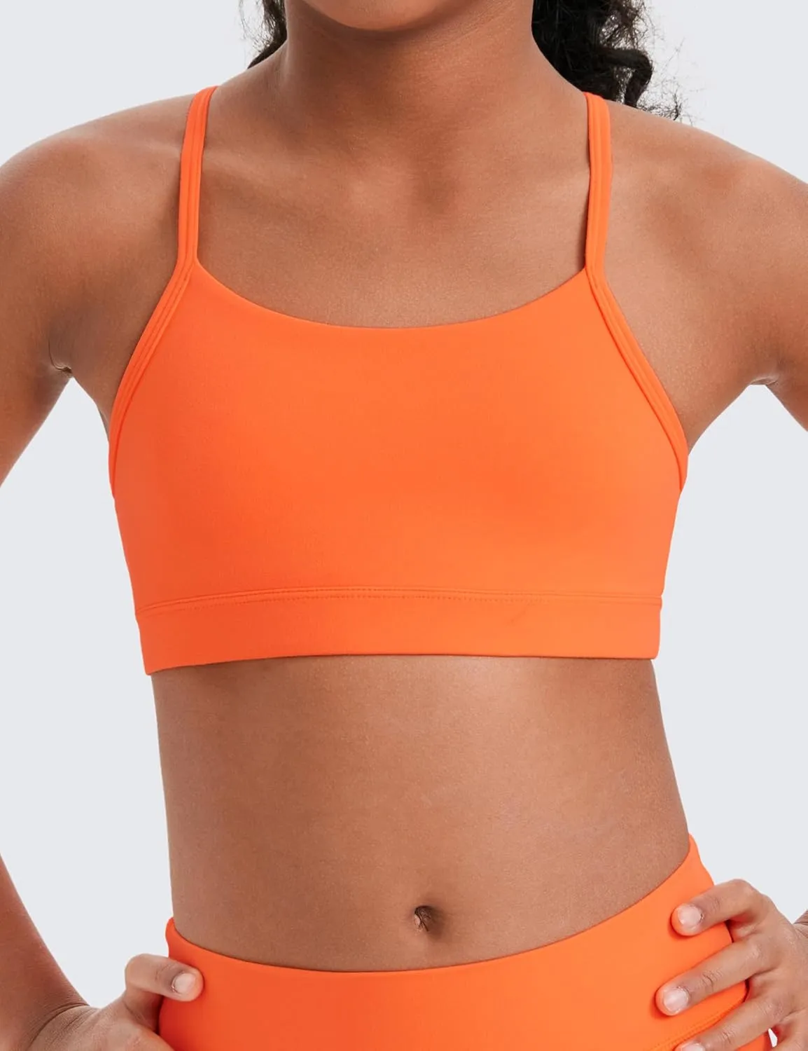 Yoga Comfort Crop Top CRZ YOGA Butterluxe Girls constant Sports Bra - Spaghetti Strap Y Back Racerback for Teens Kids Training 
