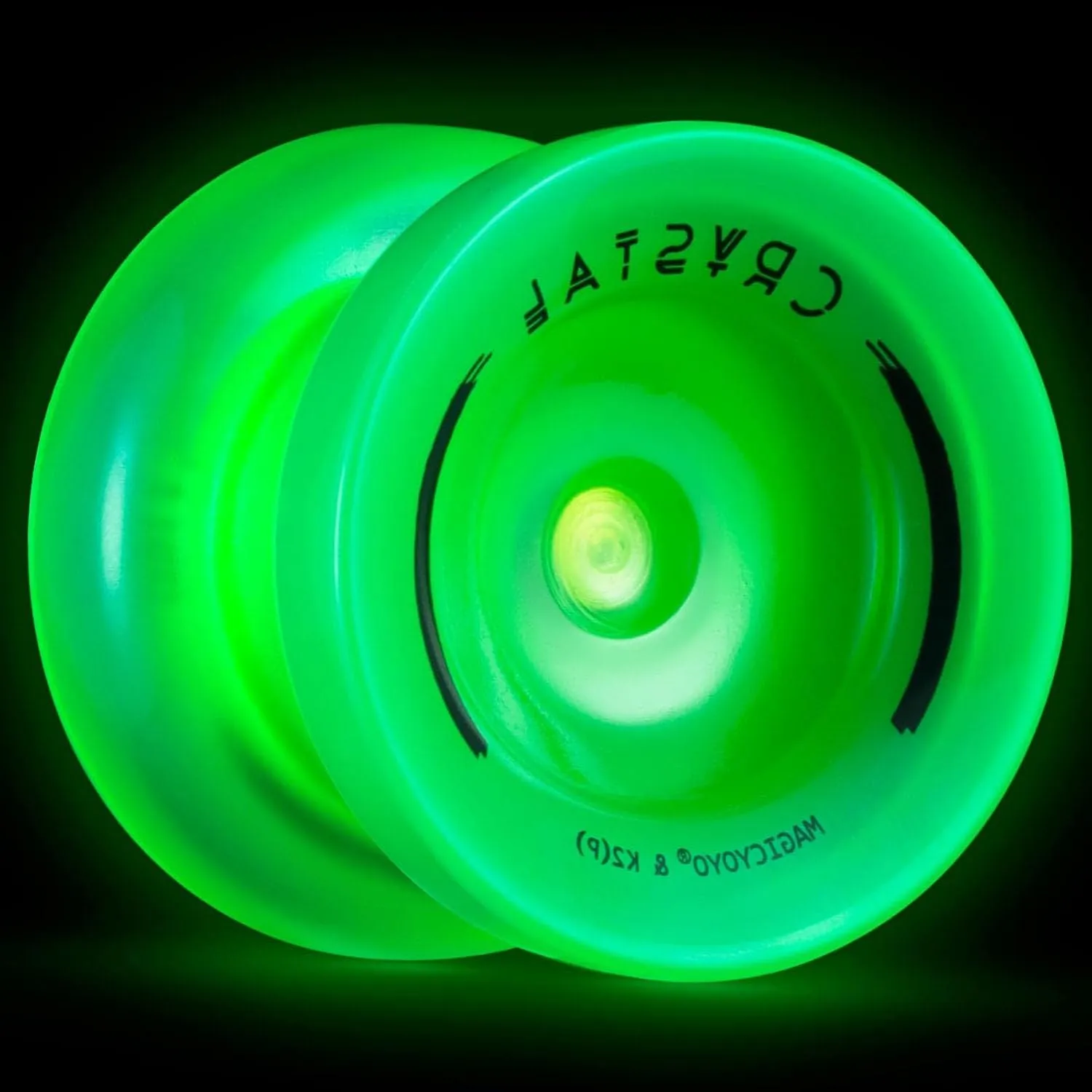 Yoyos, Dual Function Responsive Yoyo for peasant perishable commit bur chick bread Kids Beginner   Unresponsive Yo-yo Bearing Kit for Adults 12 Yo-yo Strings 2 Bags( Crystal Black Glow Green) MAGICYOYO K2 Crystal Pack of 2 