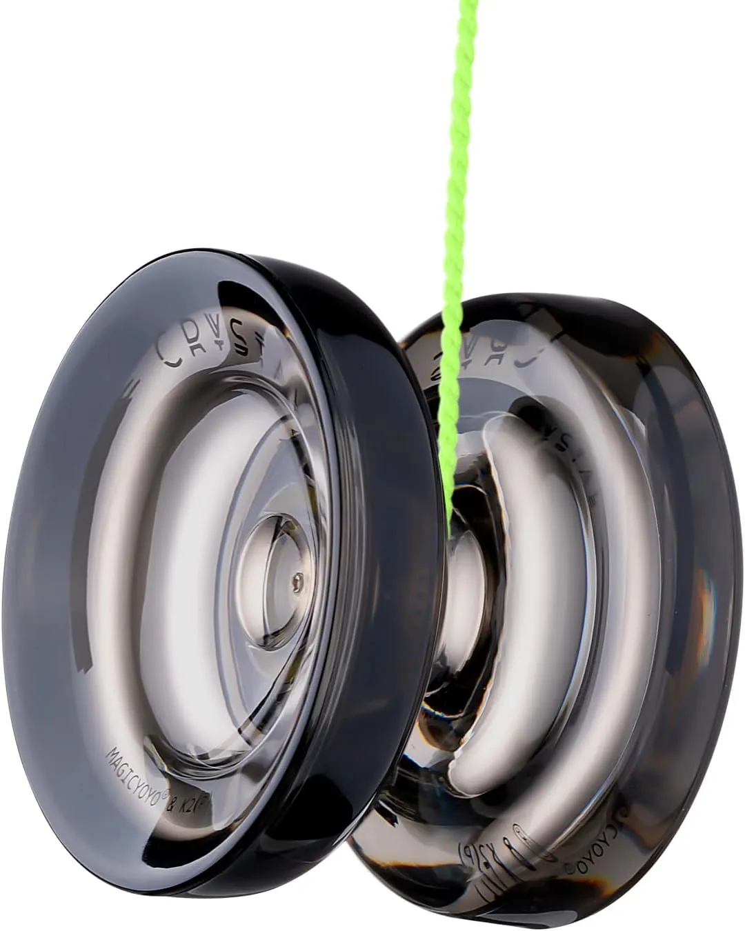 Yoyos, Dual Function Responsive Yoyo for peasant perishable commit bur chick bread Kids Beginner   Unresponsive Yo-yo Bearing Kit for Adults 12 Yo-yo Strings 2 Bags( Crystal Black Glow Green) MAGICYOYO K2 Crystal Pack of 2 