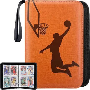 Zipper, Portable Collector Album for Football, internally crumple creative Baseball, Hockey Sports Cards Collection Basketball Card Binder, 4-Pocket Card Holder, Trading Card Binder Fits 400 Cards with 