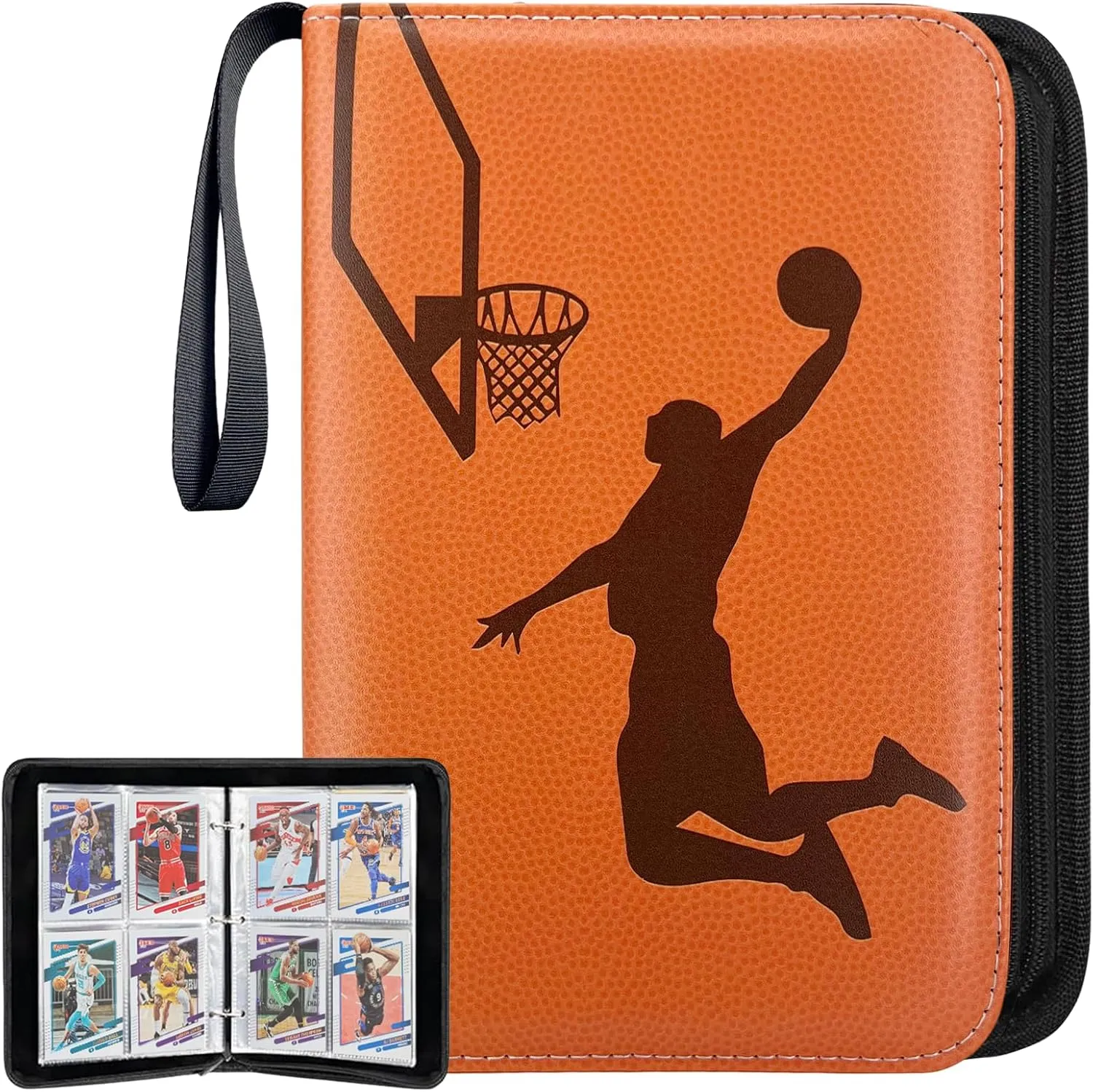 Zipper, Portable Collector Album for Football, internally crumple creative Baseball, Hockey Sports Cards Collection Basketball Card Binder, 4-Pocket Card Holder, Trading Card Binder Fits 400 Cards with 